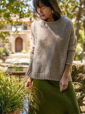 ERICA TANOV Baby Alpaca Merino Rollneck Sweater in Light Grey Hand Made XS S